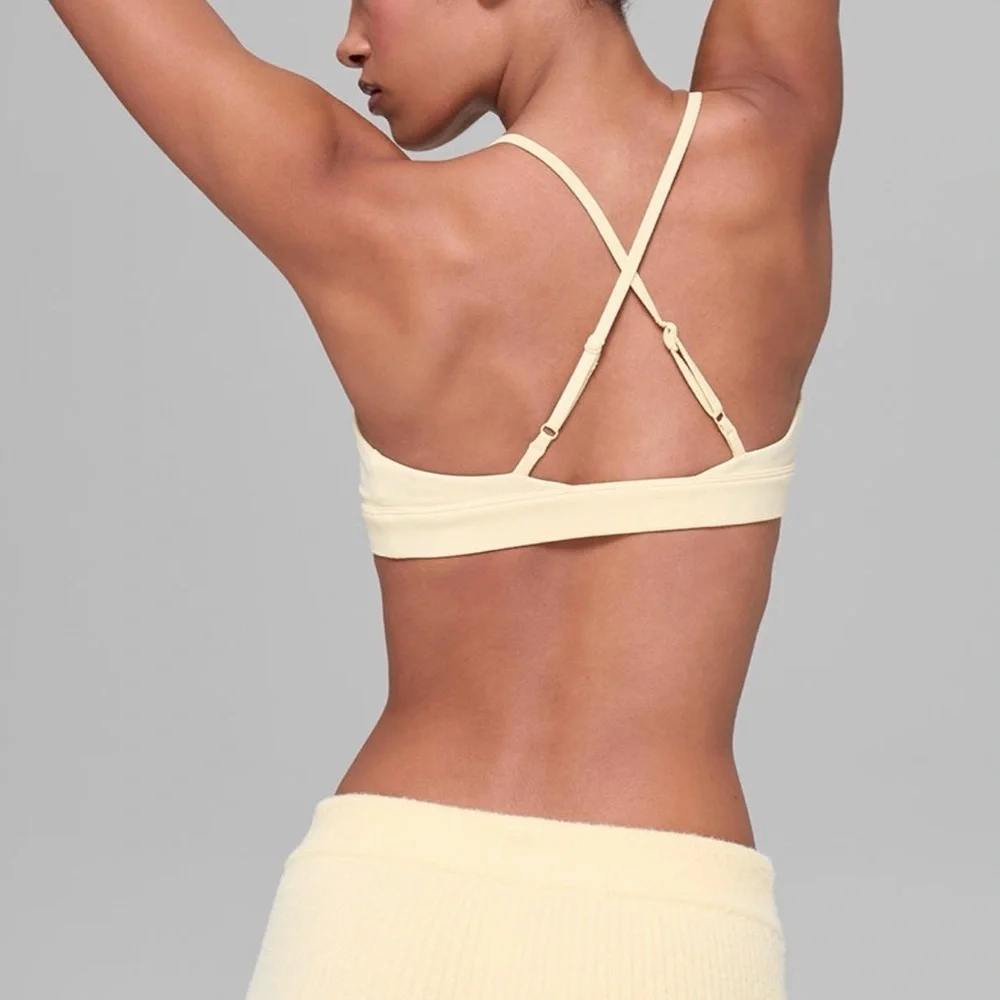 NWT ALO Yoga Splendor Bra - Candlelight Yellow/White M
